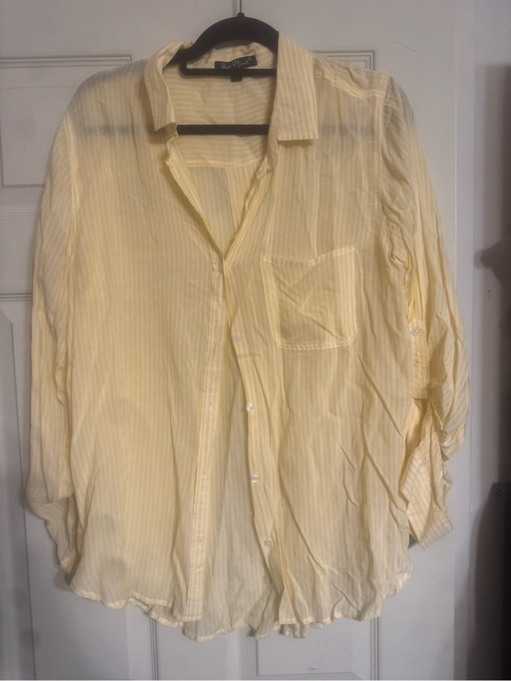 Light Yellow Striped Button-Down Shirt Women’s - XL